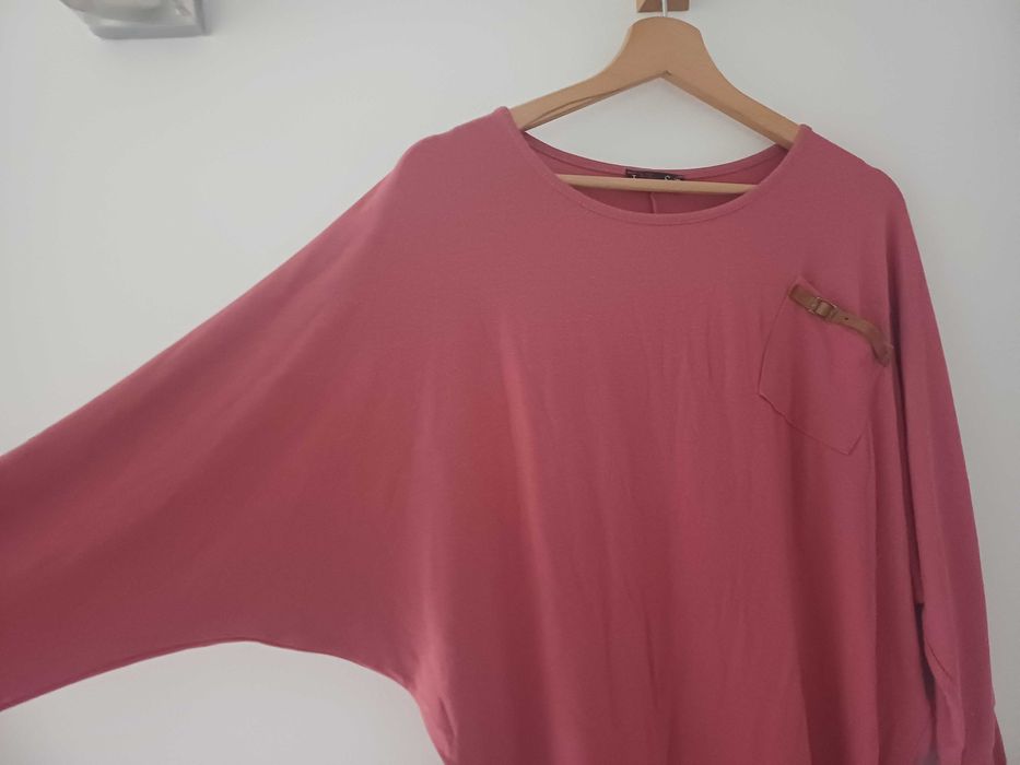 Bluzka reglan, pudrowy róż, rozm. XL