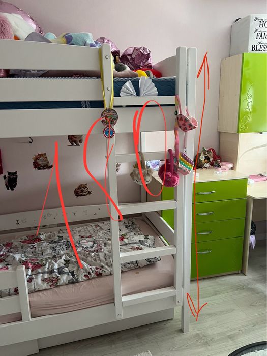 Двоярусне ліжко Дует Плюс 90х200 з масиву бука
