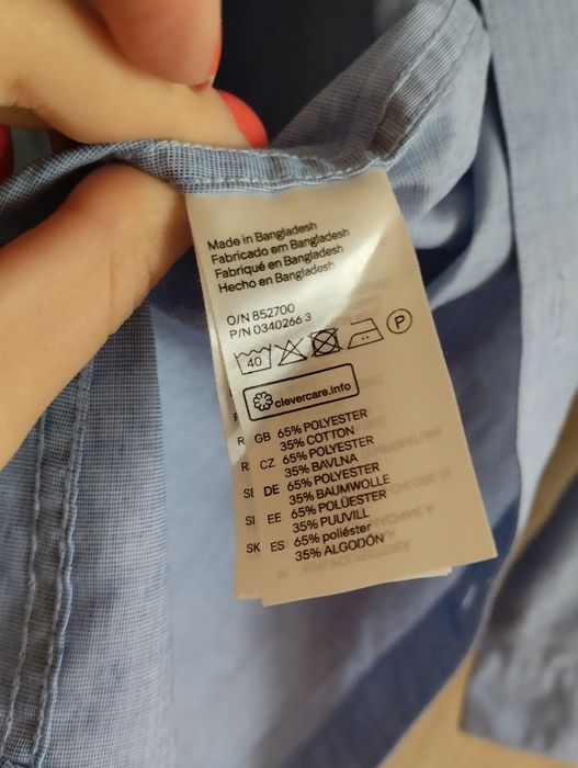 Koszula męska slim fit jasnoniebieska S taliowana elegancka H&M