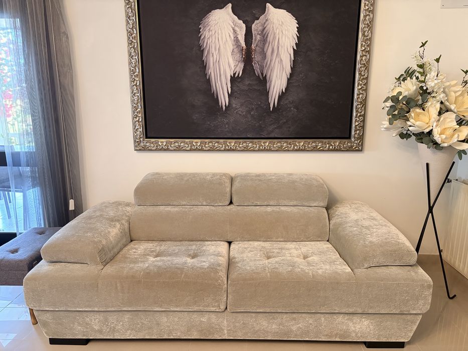 Conjunto de 2 sofas em tecido tipo veludo