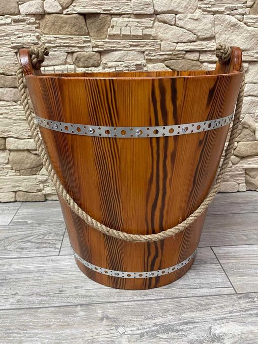 Duże wiadro drewniane ozdobne h-50 cm wiaderko do ogrodu itp.
