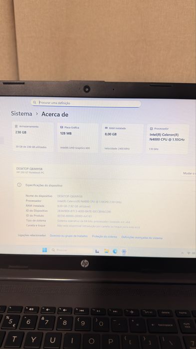 Portátil HP Intel 8GB RAM 256GB SSD