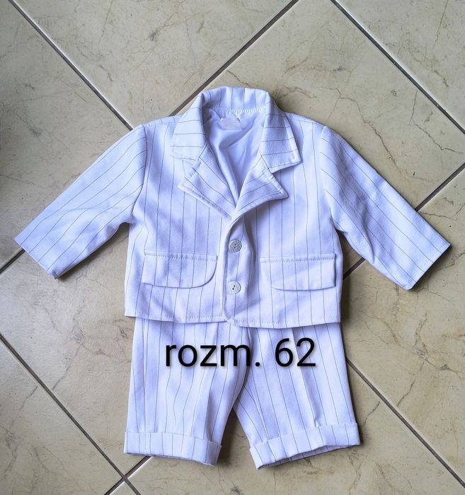 Biały garnitur chrzest, uroczystość rozm. 62