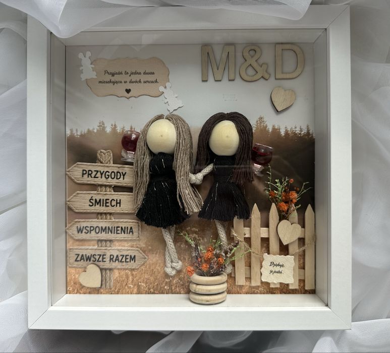 Ręcznie wykonana ramka 3D – Przyjaciółki | Personalizowany prezent