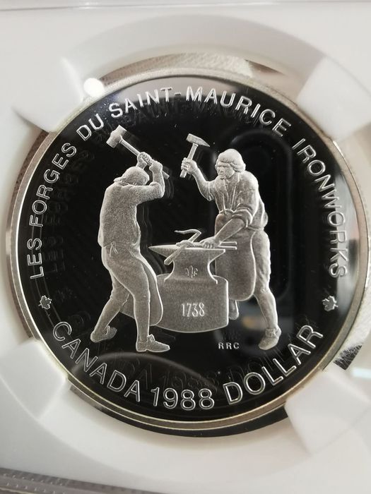 КАНАДА 1 долар 1988р. СРІБЛО. Кузня Сен - Моріса. NGS PF69. Слаб!