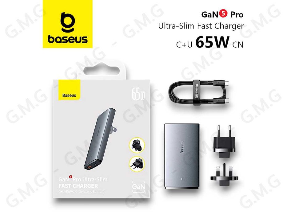Зарядний пристрій BASEUS 65W GaN5 Pro Ultra-Slim C+U (CCGAN65S5-OE)