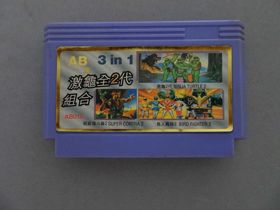 Jogo Famicom 3 in 1 Ninja Turtle 2 Super Contra 2 Bird Fighter 2
