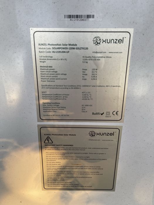 Painel Solar Xunzel 120W - Vidro rachado