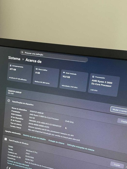 Computador Gaming RGB - Ryzen 5 2600 e RX 580 8GB