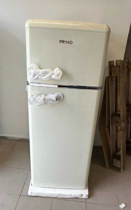 Lodówka Primo  retro z zamrażarką na górze, kremowa 208L