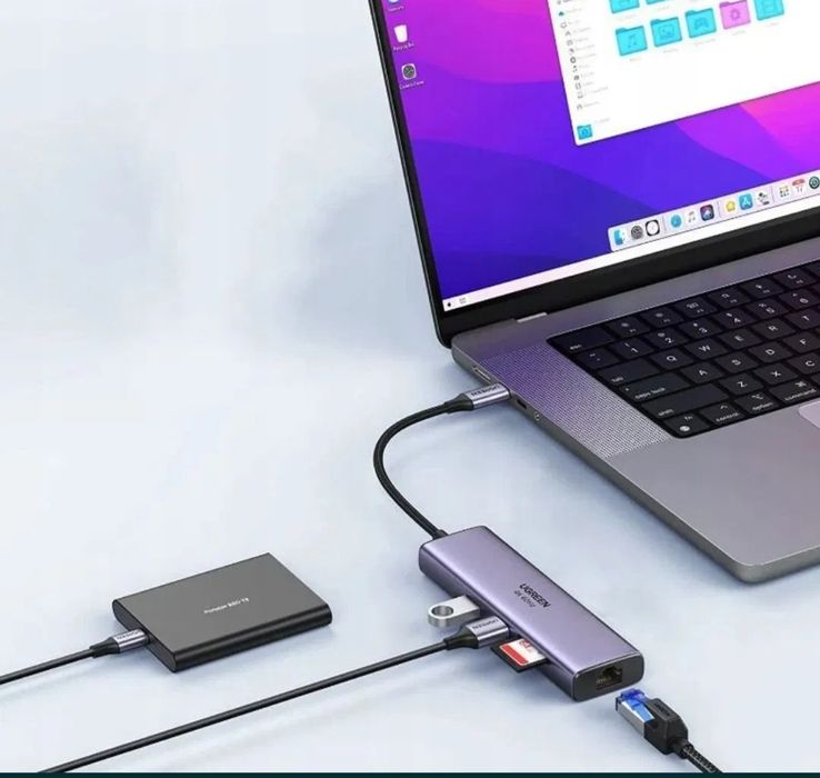 Ugreen CM512 Adapert HUB USB-C 6W1 HDMI RJ45 SD/TF