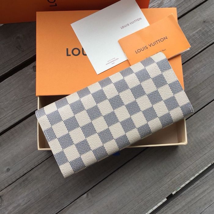 Wyprzedaż Portfel LV Louis Vuitton Emilie biała kratka monogram canvas