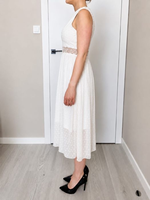 Sukienka boho midi biała S