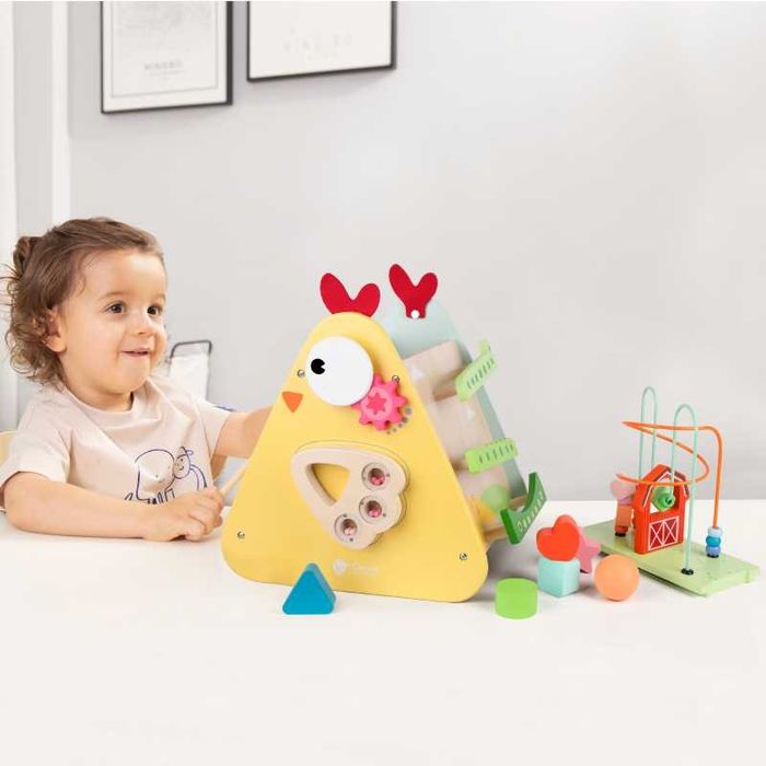 Wesoła kurka sorter przeplatanka. kostka edukacyjna 10w1
