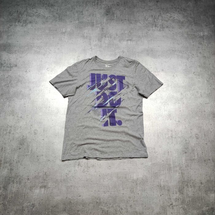 MĘSKA Koszulka PREMIUM Szara Nike Duże Logo Bawełna Just Do It Casual
