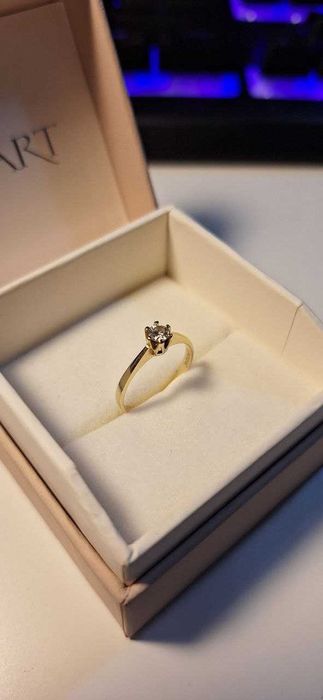 PIERŚCIONEK Zaręczynowy ZŁOTY JEDYNY W. Kruk 0,2 ct 585 rozmiar 10