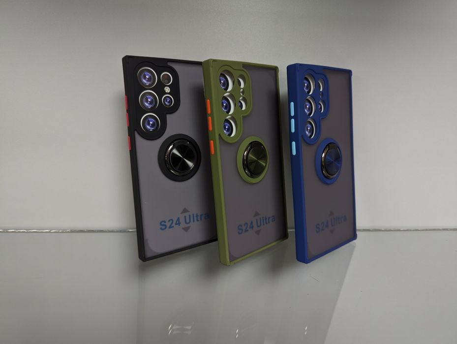 Samsung Galaxy S24 Ultra противоударный чехол с кольцом матовый