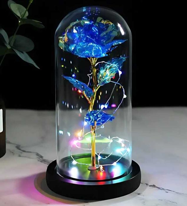 Вічна троянда в колбі з LED-підсвіткою Нічник Світильник Ночник Роза