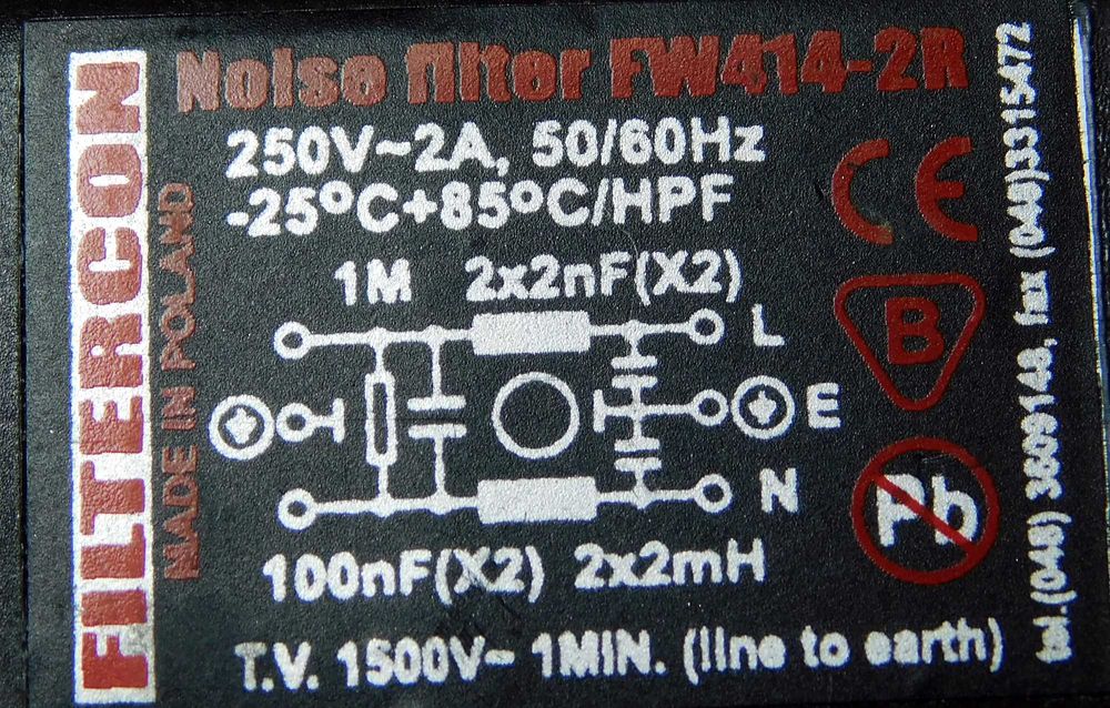 Filtr sieciowy przeciwzakłóceniowy 250V 2A Filtercon [9]