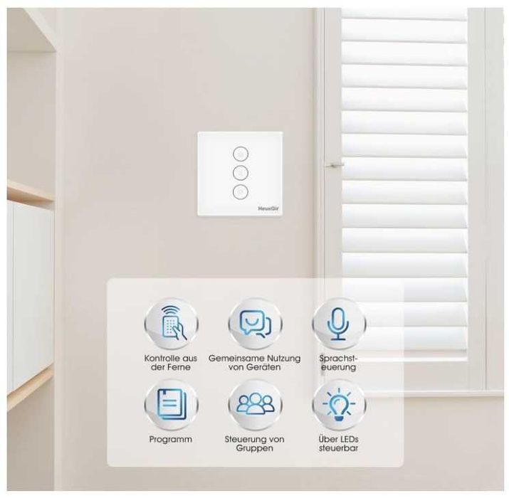 Dotykowy, szklany sterownik rolet Wifi HEUXGIR