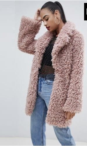 Розовая шубка барашек тедди из искусственного меха