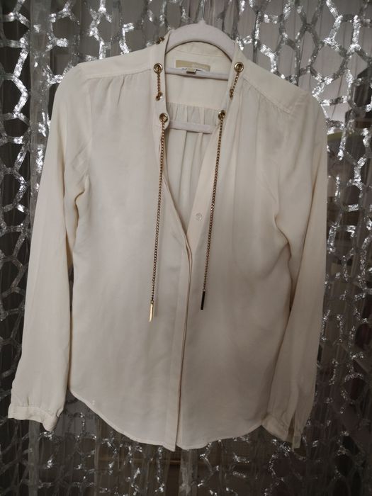 Elegancka koszula ecru ze złotymi łańcuszkami Michael Kors Glamour S
