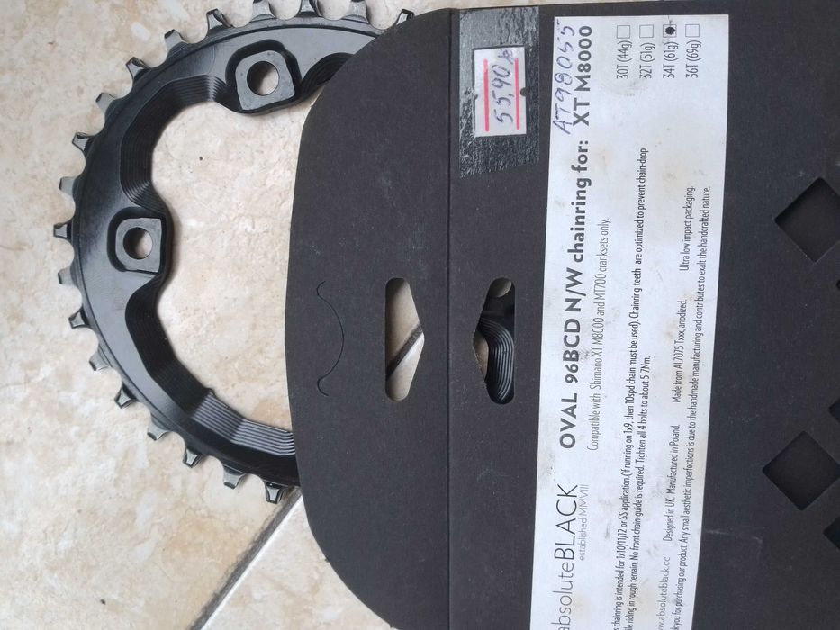 Prato BTT 34T Oval Absolute Black indicado para Shimano XT 8000