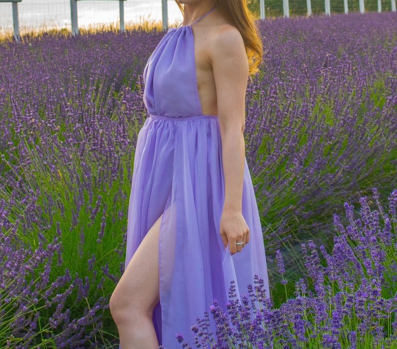 Sukienka lawendowa na fotosesje