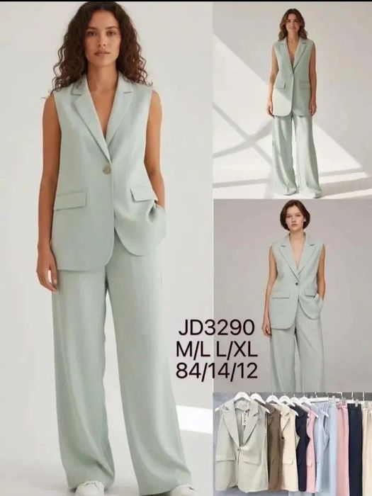 Conjunto Colete Comprido e Calça com bolsos