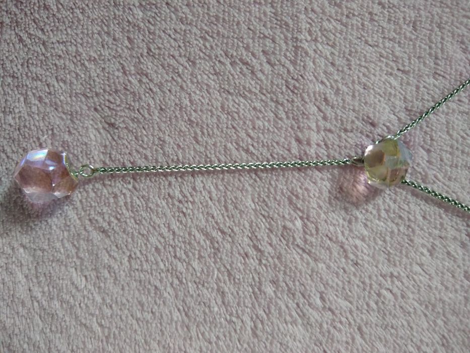 Swarovski naszyjnik srebrny z różowymi kryształami