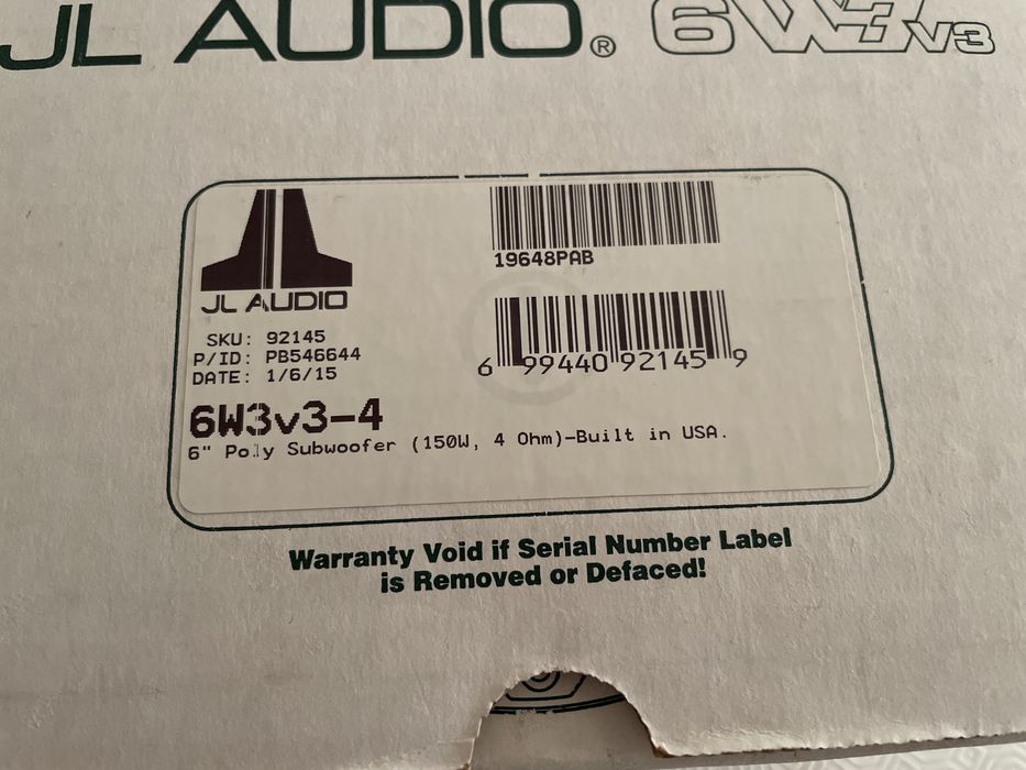 Subwoofer JL Audio 6W3 v3 NOVO