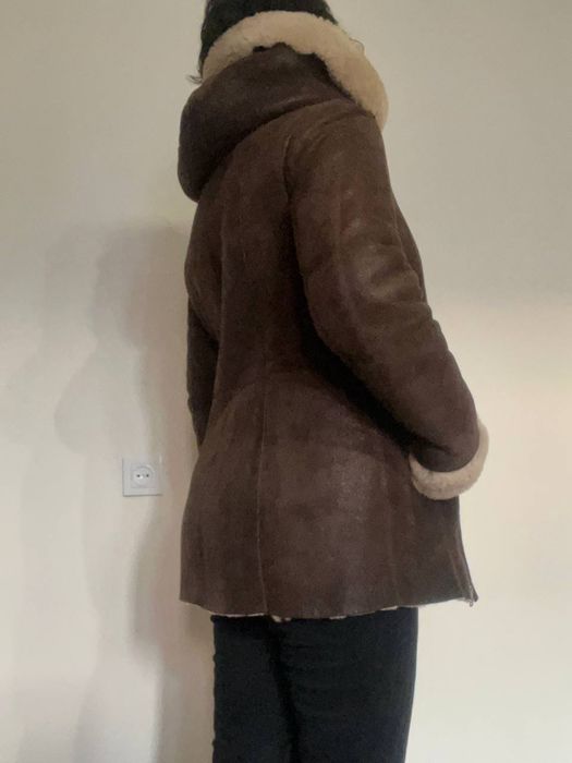 Дублёнка натуральная капюшон M-L