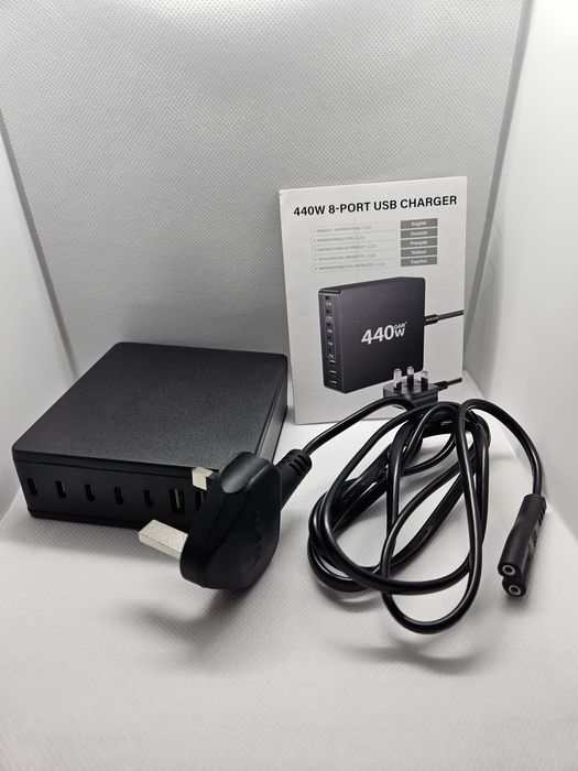 Nowa ładowarka USB-C 440W – 8 portów | PD 100W | wtyczka UK