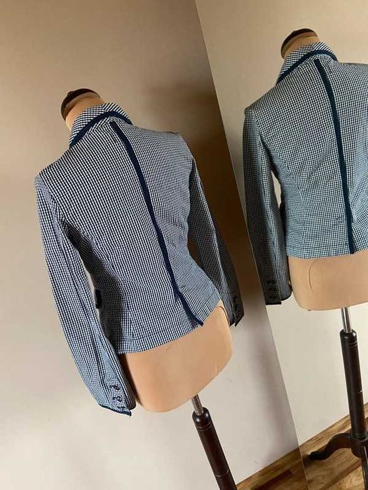 Mango mng zakiet kratka pepitka granat blazer marynarka 36 38