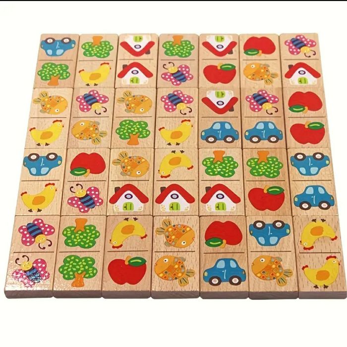 Domino obrazkowe drewniane