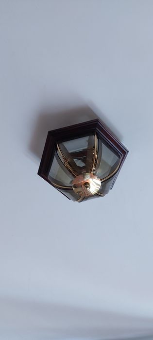 Candeeiros em vidro e madeira - 3 unidades