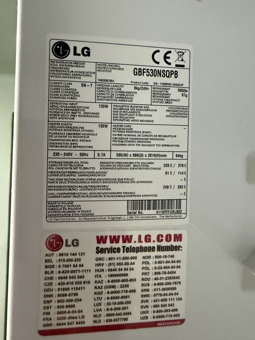 Frigorifico Combinado LG GBF530NSQPB Inverter No Frost e Dispensador ‘ótimo estado, cuidado’