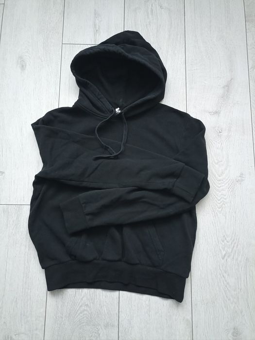 Czarna bluza z kapturem bluza dresowa sportowa przez głowę