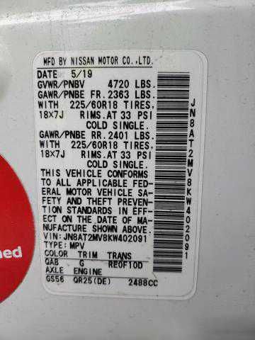 Автомобіль NISSAN ROGUE S 2019 року з США