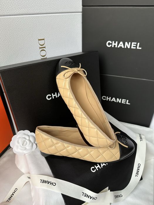 Baleriny chanel beige leather