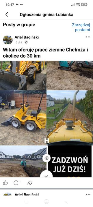 Witam ,usługi minikoparką mini ładowarką