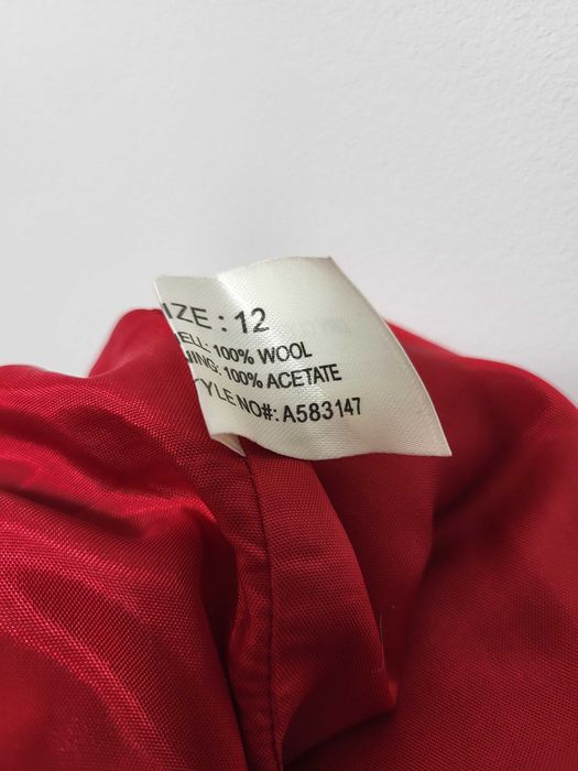 Piękna czerwona wełniana spódnica L 40 wełna 100% unikatowa wyjątkowa