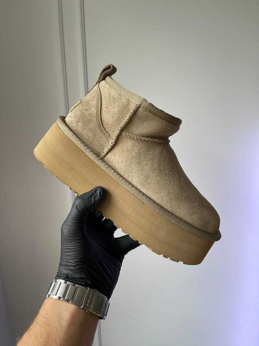 Уггі UGG Ultra Mini Platform Sand Khaki premium натуральні матеріали