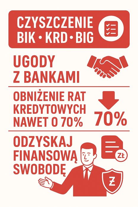 Czyszczenie BIK/KRD/BIG • Obniżenie rat • Nakaz Zapłaty • Komornik •