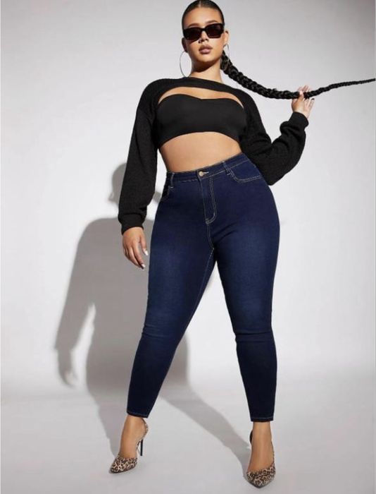 Шикарные 24 размер женские джинсы скини стрейч синие брюки батал