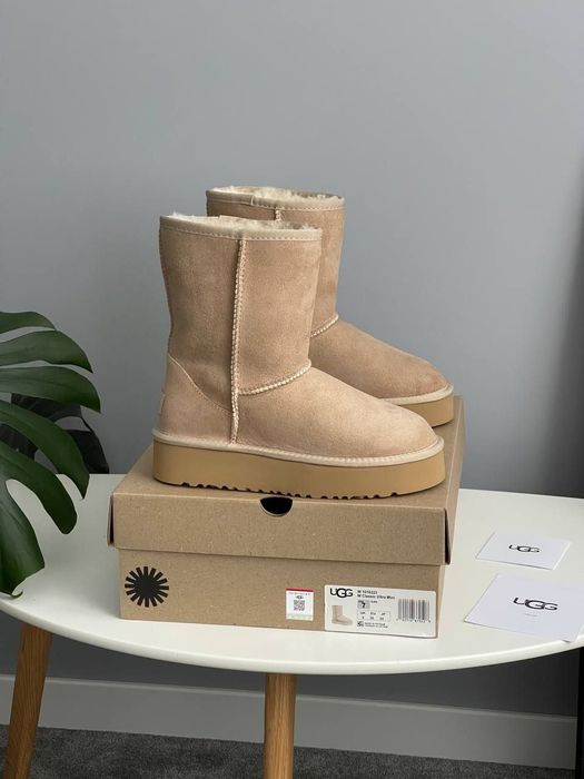 UGG Short Platform Beige premium , UGG Short Platform Beige , уггі