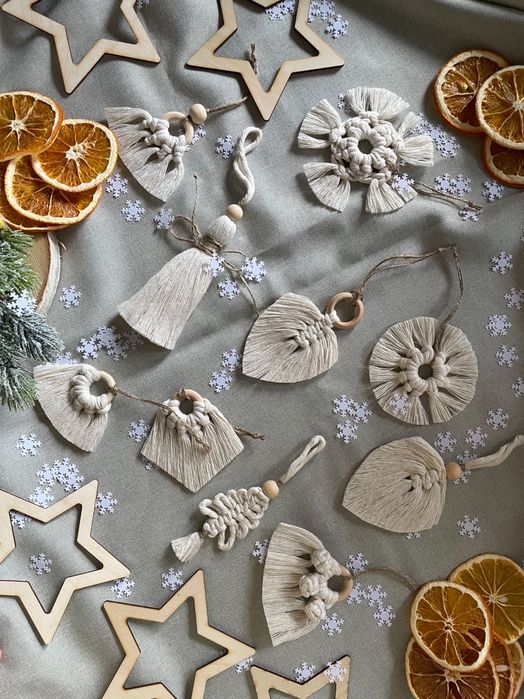 Brelok breloczek świąteczny święta zawieszka makrama Boho handmade nud