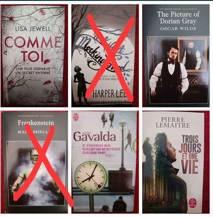 Livros usados em Português, Francês e Inglês