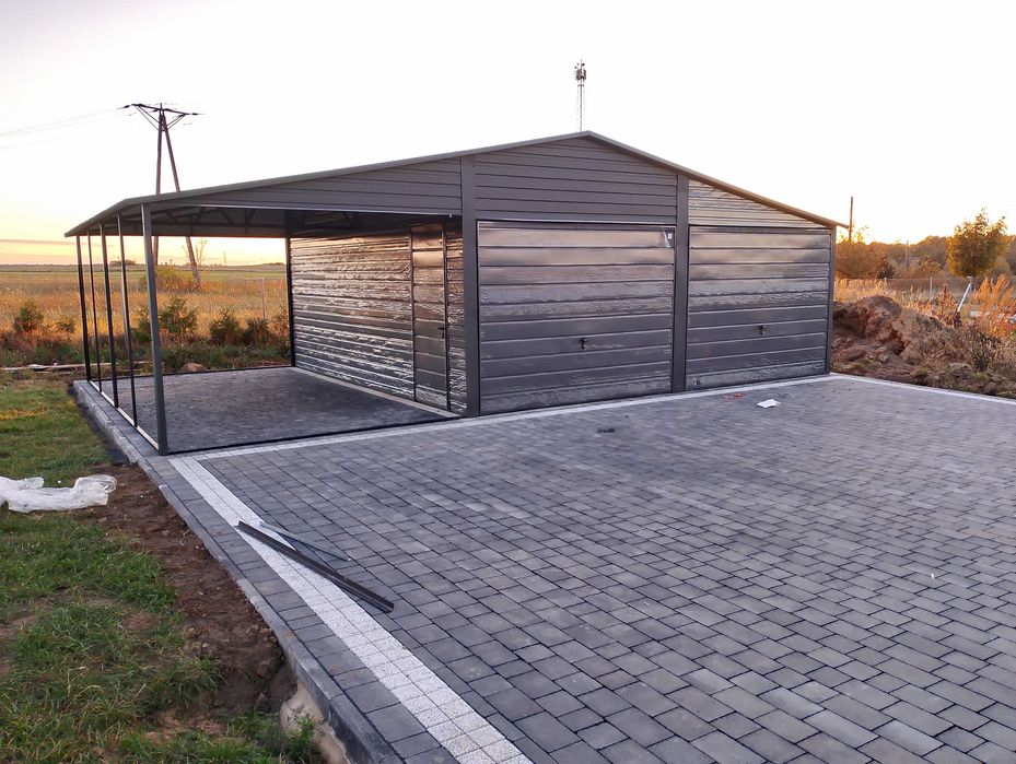 Podwójny Garaż Drewnopodobny 6x5  + Wiata 2x5  w CENIE PROMOCJA!