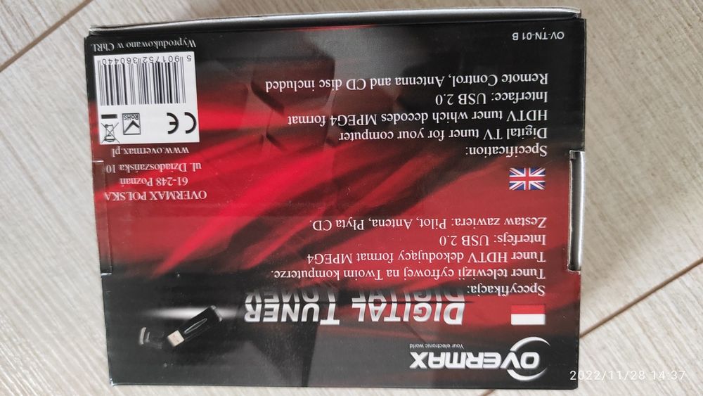 Overmax OV-TN-0-1 B tuner DVB-T na komputer